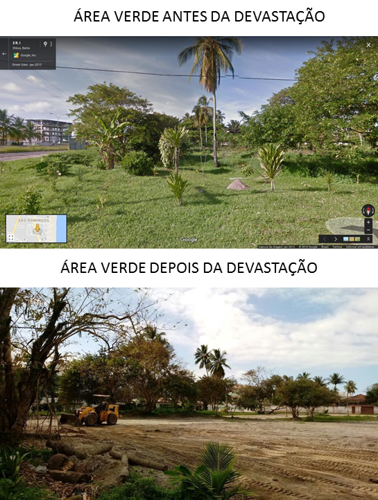 Área Verde antes e depois da devastação